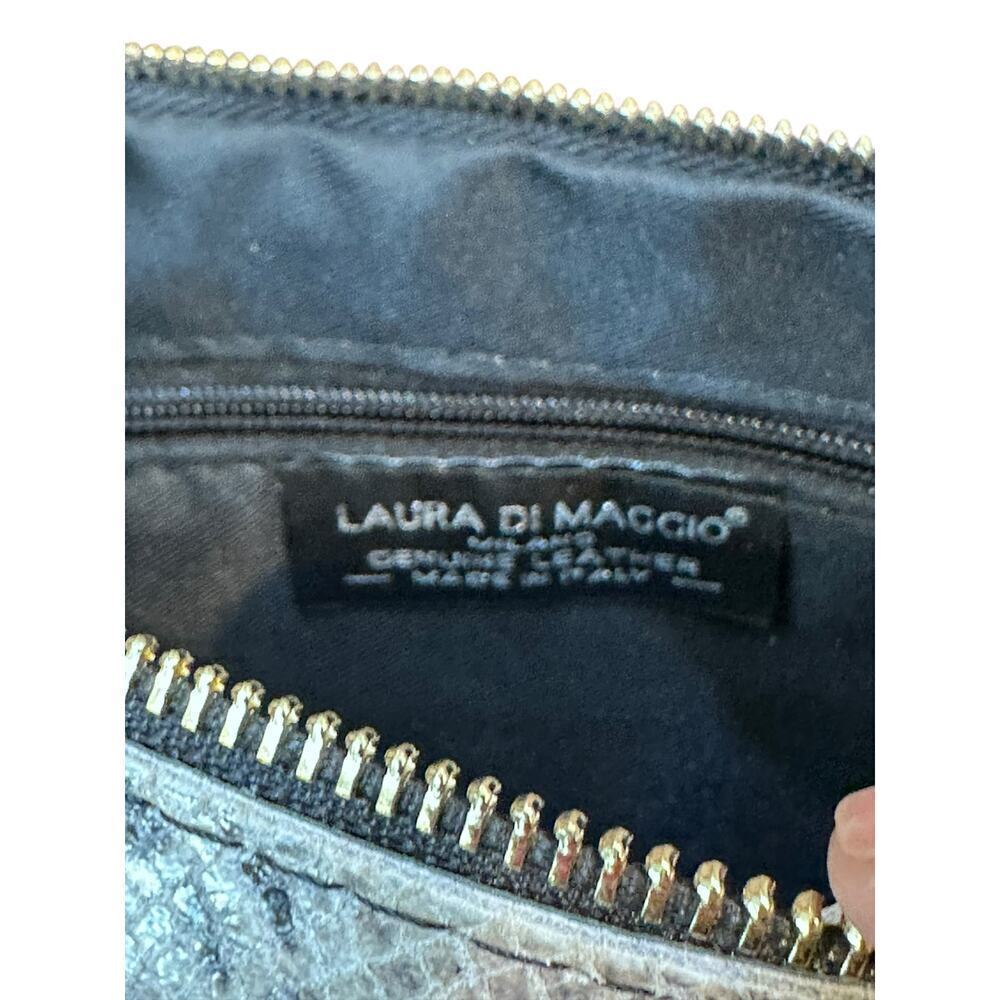 Laura di Maggio Women's Gray Black Snake Print Genuine Leather Wristlet - Picture 3 of 5